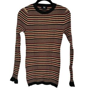 Worth Striped Thermal Sweater Body Fitting Small Stretch Grunge Twee Indie Earth